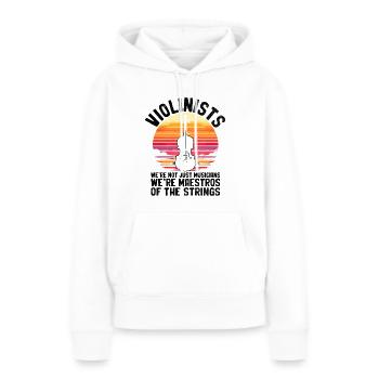 Violonistes, nous ne sommes pas seulement des musiciens, nous sommes des maestros - Sweat à capuche Premium bio Femme - blanc - Devant - Julia (174cm)