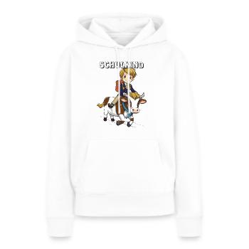 VACHE D’ÉCOLIER - Sweat à capuche Premium bio Femme - blanc - Devant - Julia (174cm)