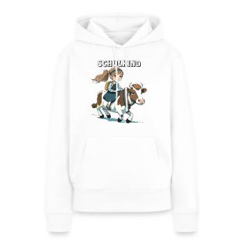 ÉCOLIÈRE FILLE VACHE - Sweat à capuche Premium bio Femme - blanc - Devant - Julia (174cm)