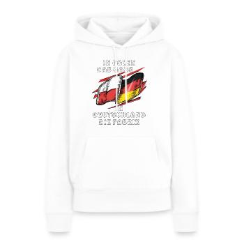 POLEN HAUS DEUTSCHLAND FABRIK - Frauen Premium Bio Hoodie - Weiß - Vorne - Julia (174cm)