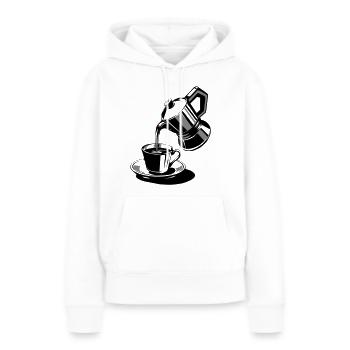Café moka espresso express personnalisable - Sweat à capuche Premium bio Femme - blanc - Devant - Julia (174cm)