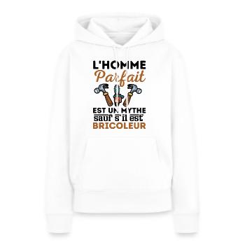 Homme parfait bricoleur parfait 1 - Sweat à capuche Premium bio Femme - blanc - Devant - Julia (174cm)