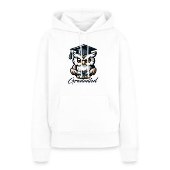 Diplôme d’études supérieures Diplômé - Sweat à capuche Premium bio Femme - blanc - Devant - Julia (174cm)