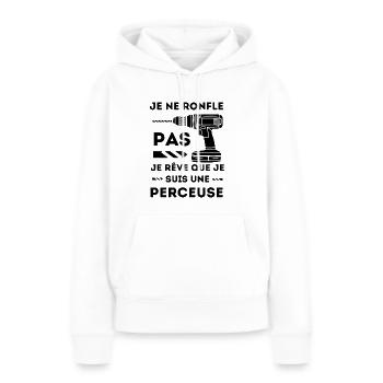 Humour perceuse bricoleur - Sweat à capuche Premium bio Femme - blanc - Devant - Julia (174cm)