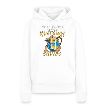 LA CICATRICE DE LA RUPTURE KINTSUGI BRILLE - Sweat à capuche Premium bio Femme - blanc - Devant - Julia (174cm)