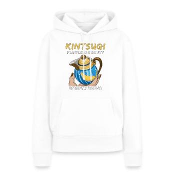 KINTSUGI UNE BEAUTÉ SANS FAILLE LIÉE DE MANIÈRE UNIQUE - Sweat à capuche Premium bio Femme - blanc - Devant - Julia (174cm)