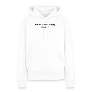 Camping - La nature aime les campeurs heureux - Sweat à capuche Premium bio Femme - blanc - Devant - Julia (174cm)