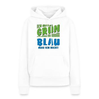 J’AIME LE VERT, JE N’AIME PAS LE BLEU - Sweat à capuche Premium bio Femme - blanc - Devant - Julia (174cm)