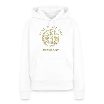 HOROLOGY UHRWERK - Frauen Premium Bio Hoodie - Weiß - Vorne - Julia (174cm)