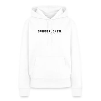 Sarrebruck Ma ville - Sweat à capuche Premium bio Femme - blanc - Devant - Julia (174cm)