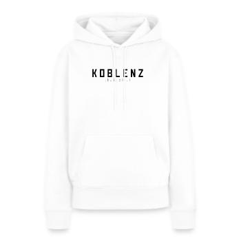 Coblence Ma ville - Sweat à capuche Premium bio Femme - blanc - Devant - Julia (174cm)