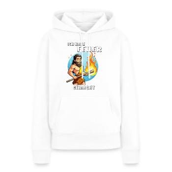NEANDERTALER ICH HABE FEUER GEMACHT - Frauen Premium Bio Hoodie - Weiß - Vorne - Julia (174cm)