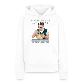 KINTSUGI : QU’EST-CE QUE TU FAIS ARTISTIQUEMENT ? - Sweat à capuche Premium bio Femme - blanc - Devant - Julia (174cm)
