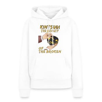 KINTSUGI LA BEAUTÉ DES BRISÉS - Sweat à capuche Premium bio Femme - blanc - Devant - Julia (174cm)
