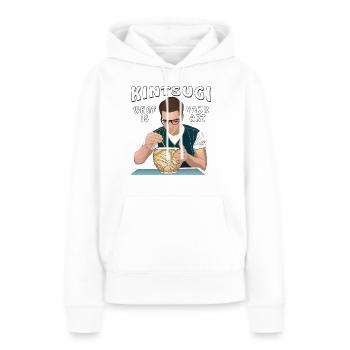 KINTSUGI QUEL EST VOTRE ART - Sweat à capuche Premium bio Femme - blanc - Devant - Julia (174cm)