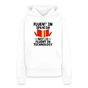 Professeur de langues étrangères École Professeurs de langues - Sweat à capuche Premium bio Femme - blanc - Devant - Julia (174cm)