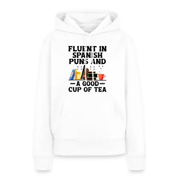 Professeur de langues étrangères École Professeurs de langues - Sweat à capuche Premium bio Femme - blanc - Devant - Julia (174cm)