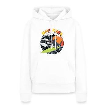 wave riderr - Sweat à capuche Premium bio Femme - blanc - Devant - Julia (174cm)