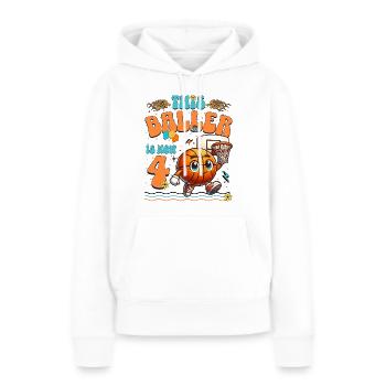 Fête d'anniversaire pour enfants du 4ème anniversaire du basket-ball - Sweat à capuche Premium bio Femme - blanc - Devant - Julia (174cm)