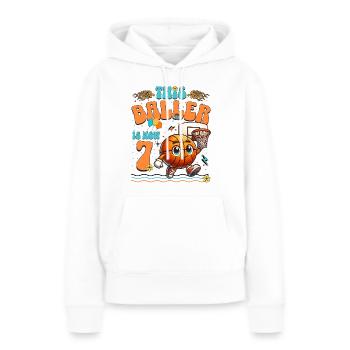 Fête d'anniversaire pour enfants du 7e anniversaire du basket-ball - Sweat à capuche Premium bio Femme - blanc - Devant - Julia (174cm)