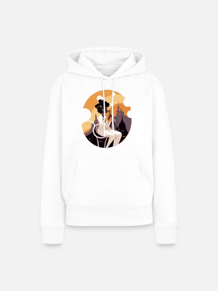 Flöte Zauberin - Frauen Premium Bio Hoodie - Weiß