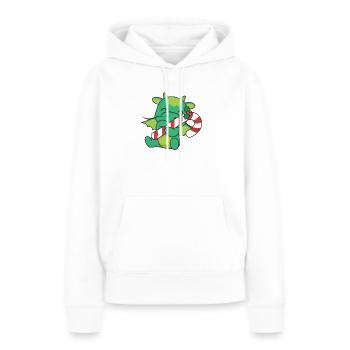 Dragon Noël canne à sucre dragon mignon - Sweat à capuche Premium bio Femme - blanc - Devant - Julia (174cm)