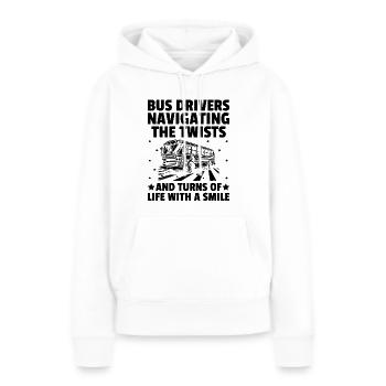 Busfahrer, die durch die Kurven und Kurven des - Frauen Premium Bio Hoodie - Weiß - Vorne - Julia (174cm)