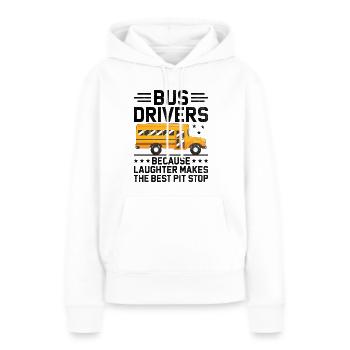 Busfahrer, weil Lachen die beste Grube ist - Frauen Premium Bio Hoodie - Weiß - Vorne - Julia (174cm)