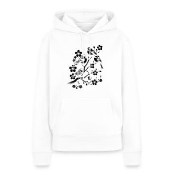 Oiseaux Observation des oiseaux Observation des oiseaux Birdwatcher - Sweat à capuche Premium bio Femme - blanc - Devant - Julia (174cm)