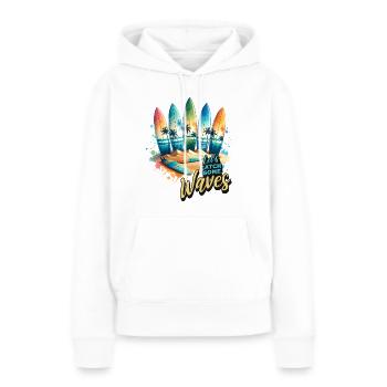 Surfeurs - Sweat à capuche Premium bio Femme - blanc - Devant - Julia (174cm)