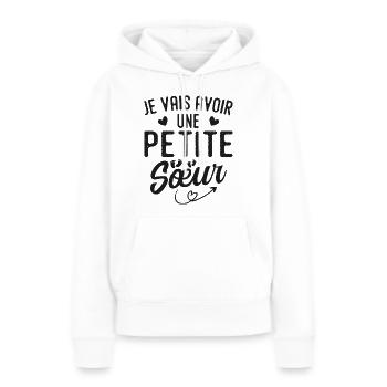Ich werde eine kleine Schwester haben - Frauen Premium Bio Hoodie - Weiß - Vorne - Julia (174cm)