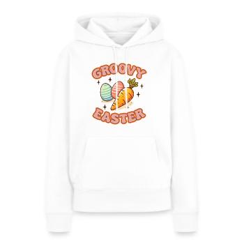 Pâques groovy - Sweat à capuche Premium bio Femme - blanc - Devant - Julia (174cm)