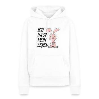 Ich hase mein Leben - unfreundliches Kaninchen - Frauen Premium Bio Hoodie - Weiß - Vorne - Julia (174cm)