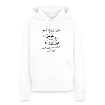 Gebt mir Kaffee und niemand wird verletzt - Frauen Premium Bio Hoodie - Weiß - Vorne - Julia (174cm)