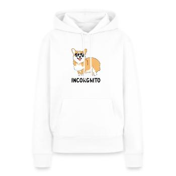 Dictons amusants et animaux de compagnie corgi incorgnito - Sweat à capuche Premium bio Femme - blanc - Devant - Julia (174cm)
