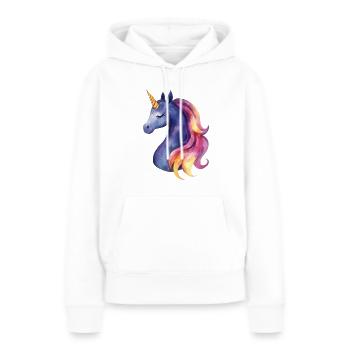 Licorne magique avec crinière galactique - Sweat à capuche Premium bio Femme - blanc - Devant - Julia (174cm)