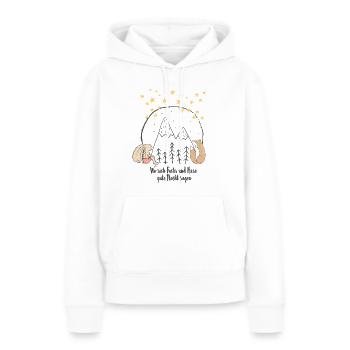 Fuchs und Hase | Gute Nacht - Frauen Premium Bio Hoodie - Weiß - Vorne - Julia (174cm)