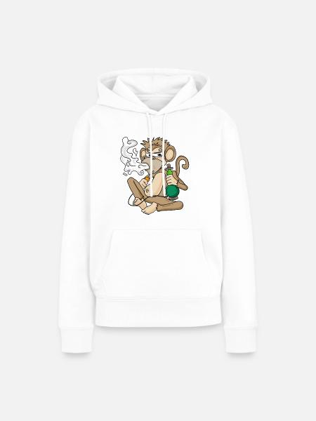 Shisha Wasserpfeife Rauchender Affe - Frauen Premium Bio Hoodie - Weiß