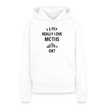 J'adore les mites | Amoureux des mites, amour des insectes - Sweat à capuche Premium bio Femme - blanc - Devant - Julia (174cm)
