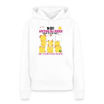 Signature Collègues Pour le départ - Sweat à capuche Premium bio Femme - blanc - Devant - Julia (174cm)