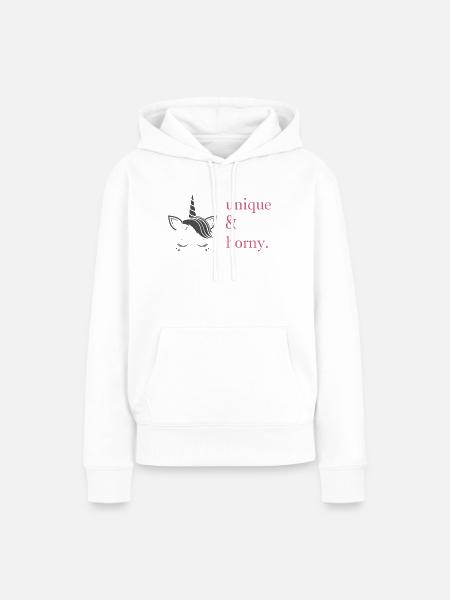 Unique & Horny. - Frauen Premium Bio Hoodie - Weiß