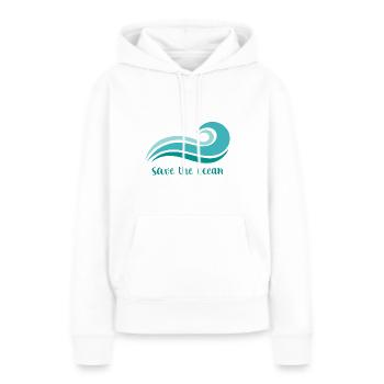 Océan - Sweat à capuche Premium bio Femme - blanc - Devant - Julia (174cm)
