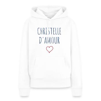 CHRISTELLE D'AMOUR - COEUR - Sweat à capuche Premium bio Femme - blanc - Devant - Julia (174cm)