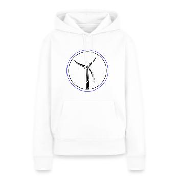 Symbole de l’énergie éolienne Éolienne - Sweat à capuche Premium bio Femme - blanc - Devant - Julia (174cm)