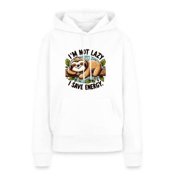 Je ne suis pas paresseux – j’économise de l’énergie - Sweat à capuche Premium bio Femme - blanc - Devant - Julia (174cm)