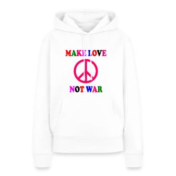 Make love not war - Sweat à capuche Premium bio Femme - blanc - Devant - Julia (174cm)