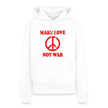 Make love not war - Sweat à capuche Premium bio Femme - blanc - Devant - Julia (174cm)
