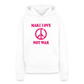 Make love not war - Sweat à capuche Premium bio Femme - blanc - Devant - Julia (174cm)