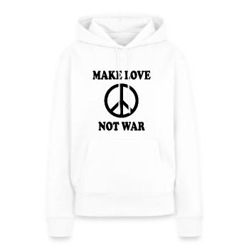 Make love not war - Sweat à capuche Premium bio Femme - blanc - Devant - Julia (174cm)