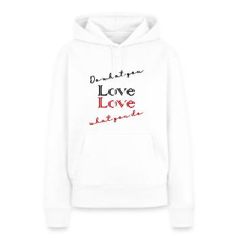 CITATION,CITATIONS,MESSAGE, MESSAGE,HUMOUR - Sweat à capuche Premium bio Femme - blanc - Devant - Julia (174cm)